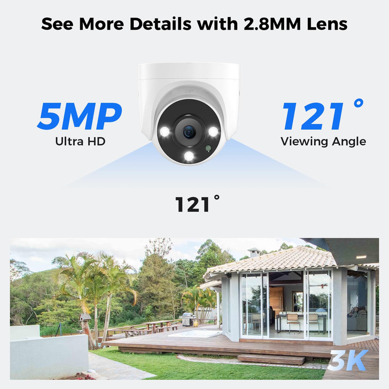 Hiseeu 5MP Analog Wired Security Camera,TVI/AHD/CVI/XVI 2560TVL Dome Comera for 5MP Analog Security Cameara System,Clear Night Vision up to 100ft, Wall& Ceiling Mount Remote Access