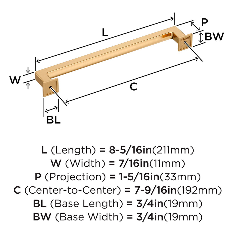 Amerock Lintel 7-9/16 inch (192 mm) Center-to-Center Champagne Bronze Cabinet Pull, BP37445CZ