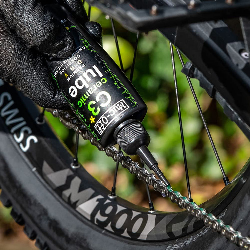 Muc-Off C3 Ceramic Dry Chain Lube, 120 Milliliters - Premium Bike Chain Lubricant with UV Tracer Dye - Formulated for Dry and Dusty Weather Conditions 120ml