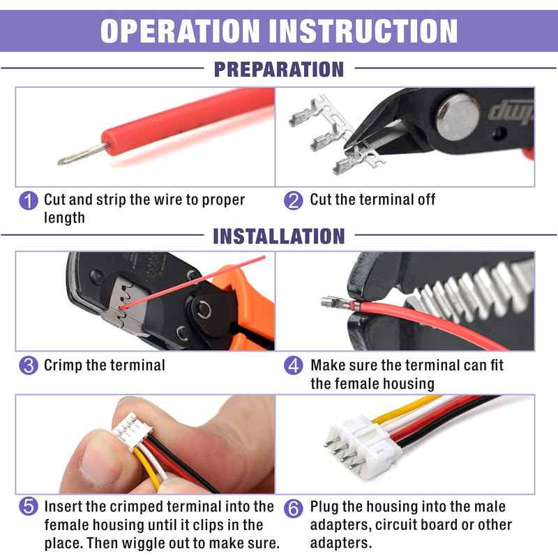 SN-2549 0.08-1.0mm² 28-18AWG Ratecheting crimping tool w/ 1470pcs PH 2.0mm Connector Kit