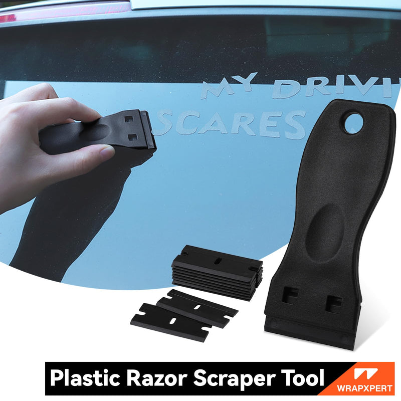 WRAPXPERT Window Tint Kit 15 PCS Vinyl Wrap Tools Kit Vehicle Glass Protective Film Installing Tool Included Squeegee Tool Kit, Plastic Scraper, Safety Film Cutter, Utility Knife with Blades Black