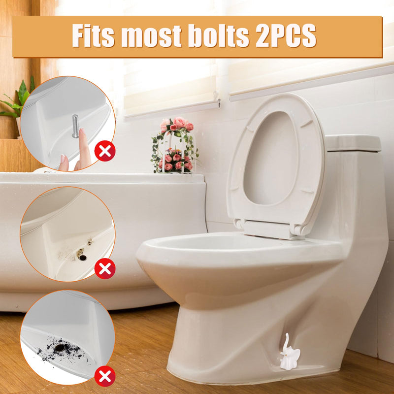 2pcs Toilet Floor Bolt Caps, Toilet Bolt Elephant Knob Cover, Toilet Seat Bowl Covers Ceramic Bottom Toilet Bolt Toilet Screw Covers Caps, Decorative Easy installation Set for Bathroom Decor