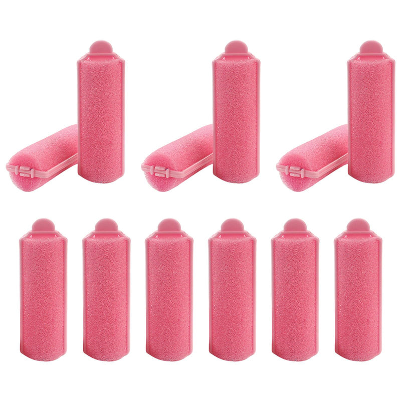 Foam Sponge Hair Rollers - 12 Piece Soft Flexible Curlers for Overnight Sleeping & Styling, Home Salon Use (Pink)