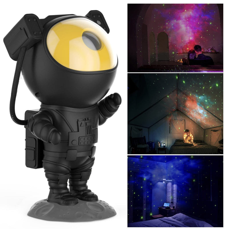 Astronaut Galaxy Projector Night Light, Star Projector Galaxy Night Light, Starry Nebula Ceiling Projection Lamp with Remote Control Timer and 360°Adjustable, Kids Adults Room Game Room Decor Projector-Black