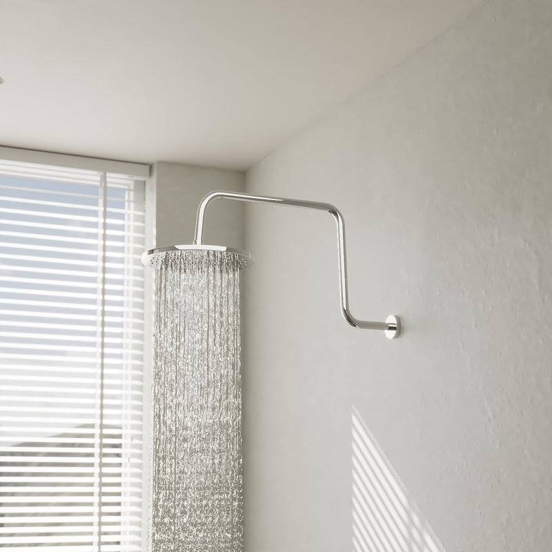 Naiture S Shaped Shower Arm, Gooseneck Shower Head Extension Arm, 1/2 NPT Threaded Connection, 19 Inch Length, Brass, Chrome Finish
