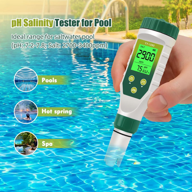 PH Meter & TDS Meter 5 in 1 Water Tester pH/TDS/EC/Salt/Temp Meter,PH Meter for Water with LCD Backlit,pH Tester Digital for Drinking Water. 5-1