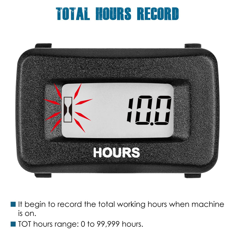 Runleader Digital Maintenance Hour Meter,AC/DC 5V to 277V for Garden Tractor Generator Scooter Club Car Forklift Leaf Trimmer etc.(1) 1