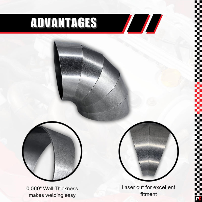 REMTUNE Brand 90 degree 3" 304 Stainless Steel Tight Radius Pie Cuts (Not Welded) - Laser Cut & Deburred for Custom Exhaust and Fabrication Projects (5pcs)