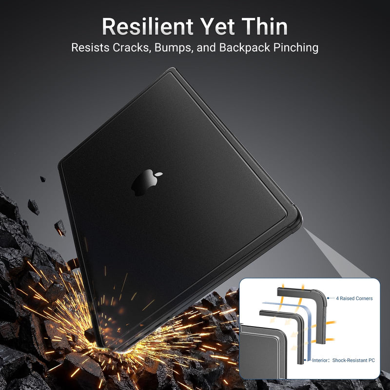MOSISO Compatible with MacBook Pro 16 inch Case M5 M4 M3 M2 M1 2026-2021 | A3429 A3428 A3403 A3186 A2991 A2780 A2485, Enhanced Shock-Absorbing Perimeter Matte Protective Hard Case Cover, Space Black