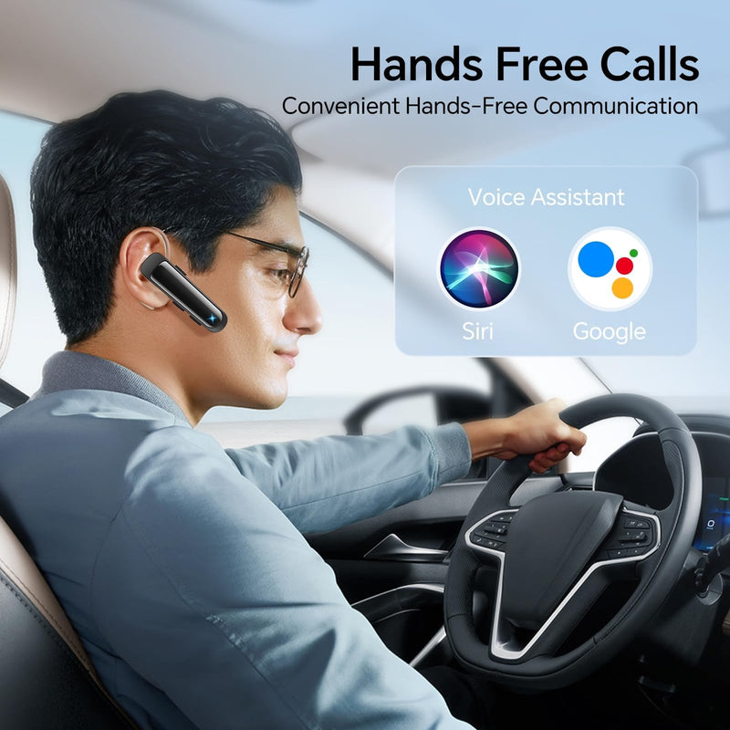 Bluetooth Headset Wireless Earpiece Single Ear Earphones with Microphone | HD Sound Hands Free Calling Lightweight Design Mute Function for iPhone Samsung Android PC Laptop TV Work Office Driving