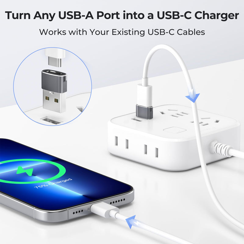 USB to USB C Adapter,USB C Female to USB A Male Adapter,Type C Converter Charger for iPhone 17 17e Pro Max,16 15,Apple Watch iWatch S11 S10 SE,AirPods 3,iPad mini Air,Samsung Galaxy S25 S26 (Gry) GRY