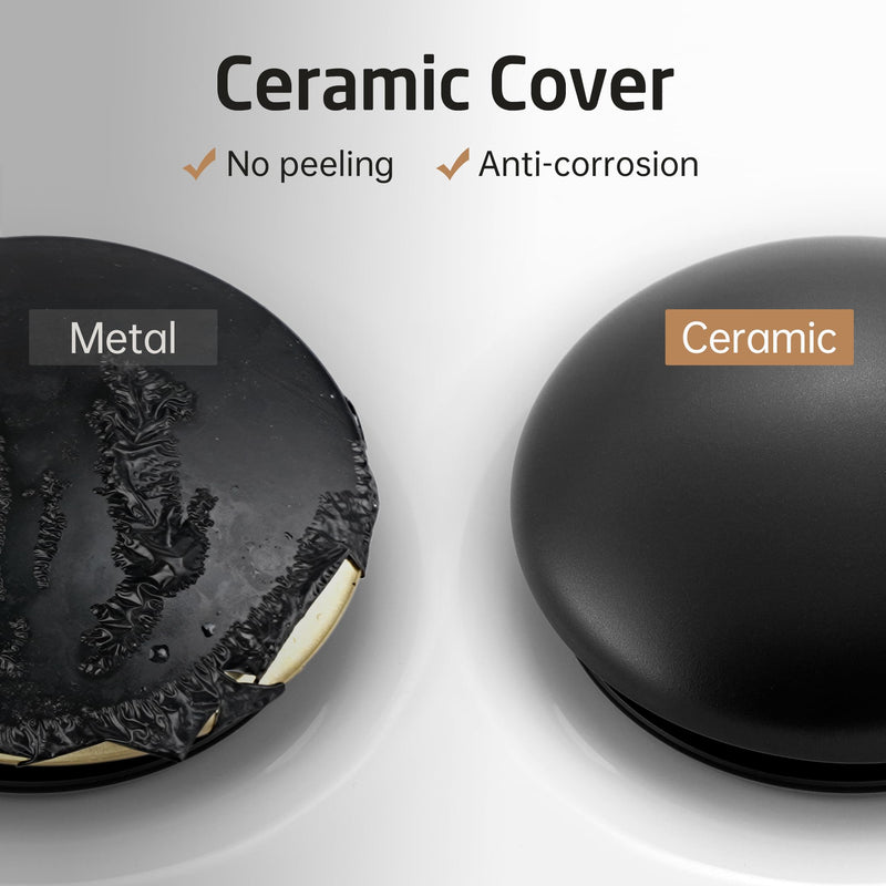 KES Solid Ceramic Cap Bathroom Sink Drain Without Overflow, Pop Up Drain for Bathroom Sink, Ceramic Bathroom Sink Stopper, All-Metal Body Matte Black, S2008D-CB for NO overflow sink