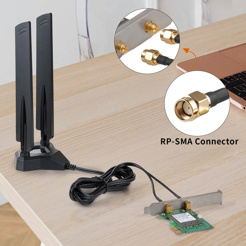 WiFi 6 6E Tri-Band 2.4GHz 5 GHz 6GHz Magnetic Base RP-SMA Antenna Boosts Signal for PC Desktop Computer Bluetooth Card WiFi 6E Card Gaming Motherboard Magnetic Antenna