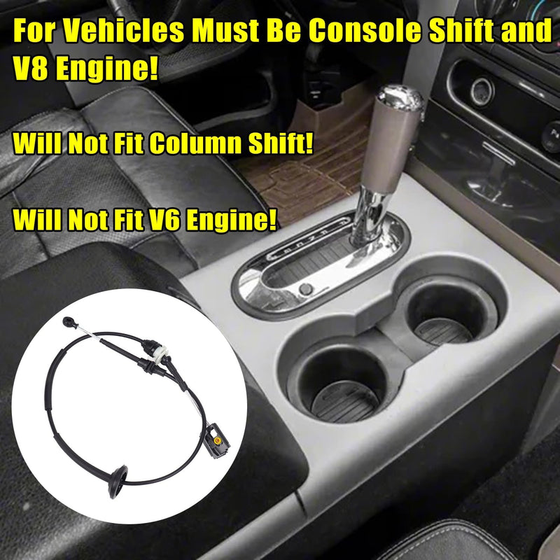 WayJun Automatic Transmission Shifter Cable Compatible with 2005-2008 Ford F-150, 2006-2008 Lincoln Mark LT 4R70W/E 4R75W/E With Console Shift V8 Engine