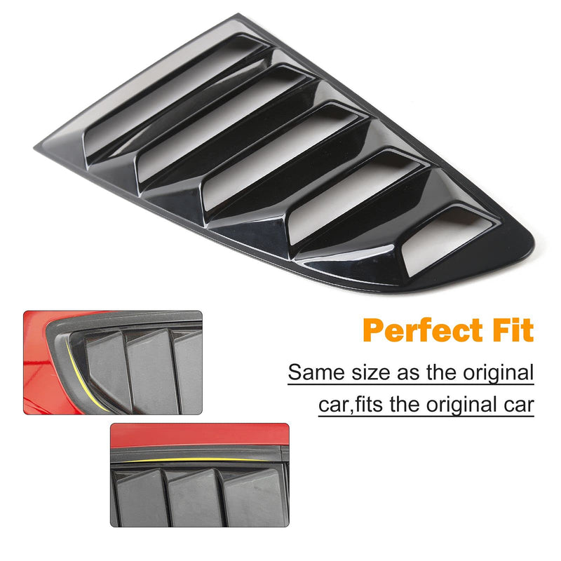 RT-TCZ Rear Quarter Side Window Scoop Louvers Sun Shade Cover Wind Vent Air Deflector Decoration Exterior Accessories for Ford Mustang 2015-2022,2PCS (Black) Black