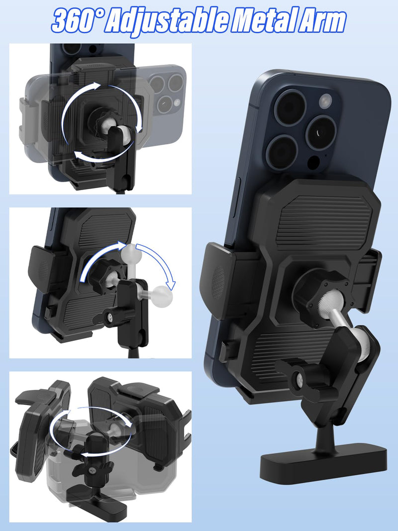 Magnetic Phone Holder for Tractor/Forklift/Excavator | Upgraded N56 Strong Magnet, Adjustable Metal Arm, 360° Rotatable, One-Button Release, 4-7" iPhone/Galaxy/Android