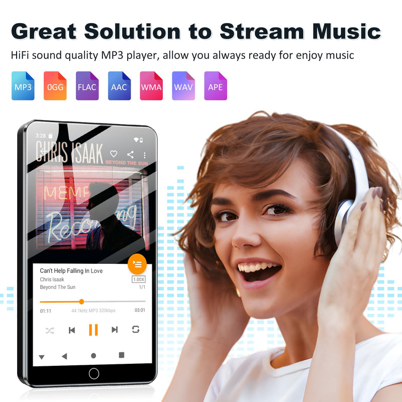 Android 13 MP3 Player with Bluetooth and WiFi, MP3 MP4 Players with 4" Touchscreen and Speaker, Spotify Music Players with Audible, Parental Controls, Amazon Music, Play Store (16GB, Black)