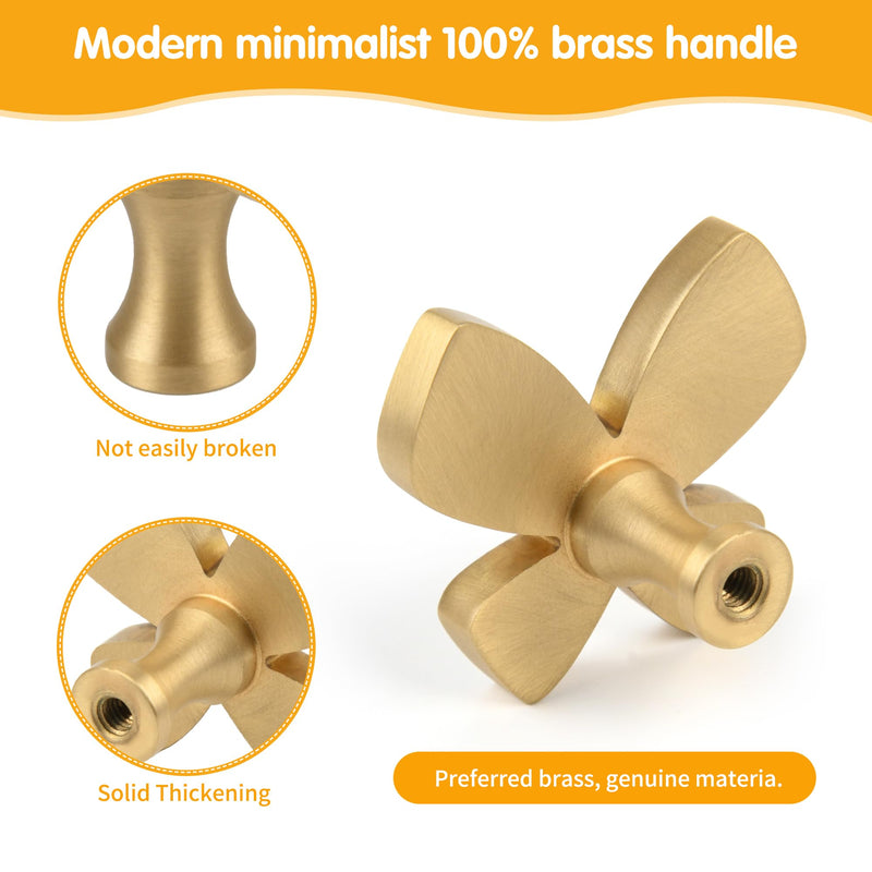 5 Pack Solid Brass Cartoon Butterfly Cabinet knob, Children's Dressing Table, Desk, Bookshelf, Drawer, Wardrobe, Gold Single Hole Handle