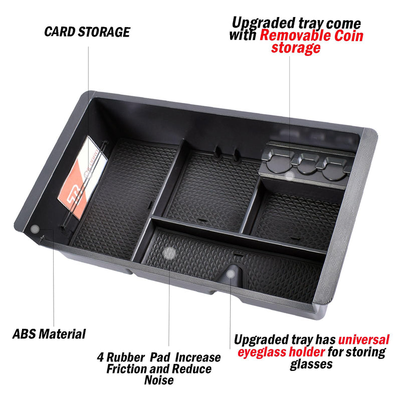 Center Console Organizer for 2014-2018 Chevy Silverado 1500 / GMC Sierra 1500 Accessories and 2015-2019 Sierra/Silverado 2500/3500HD and 15-2020 Yukon/Yukon XL/Tahoe/Suburban Armrest Storage Box black