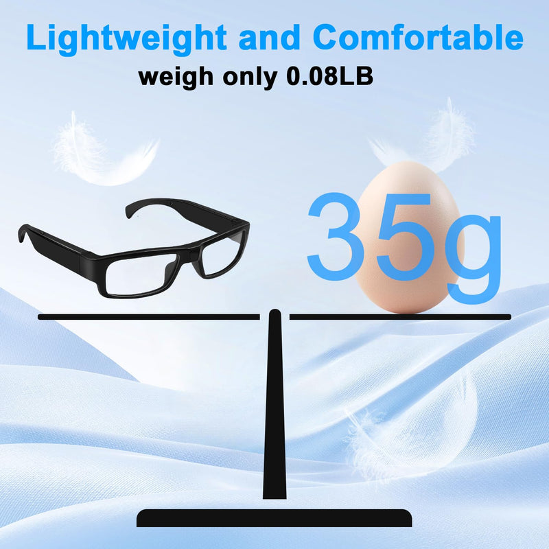 Camera Glasses Wearable HD 1080P Video Smart Glasses Outdoor Sport Action Recording Glass Camera for Cycling, Driving, Hunting, Hiking, Fishing