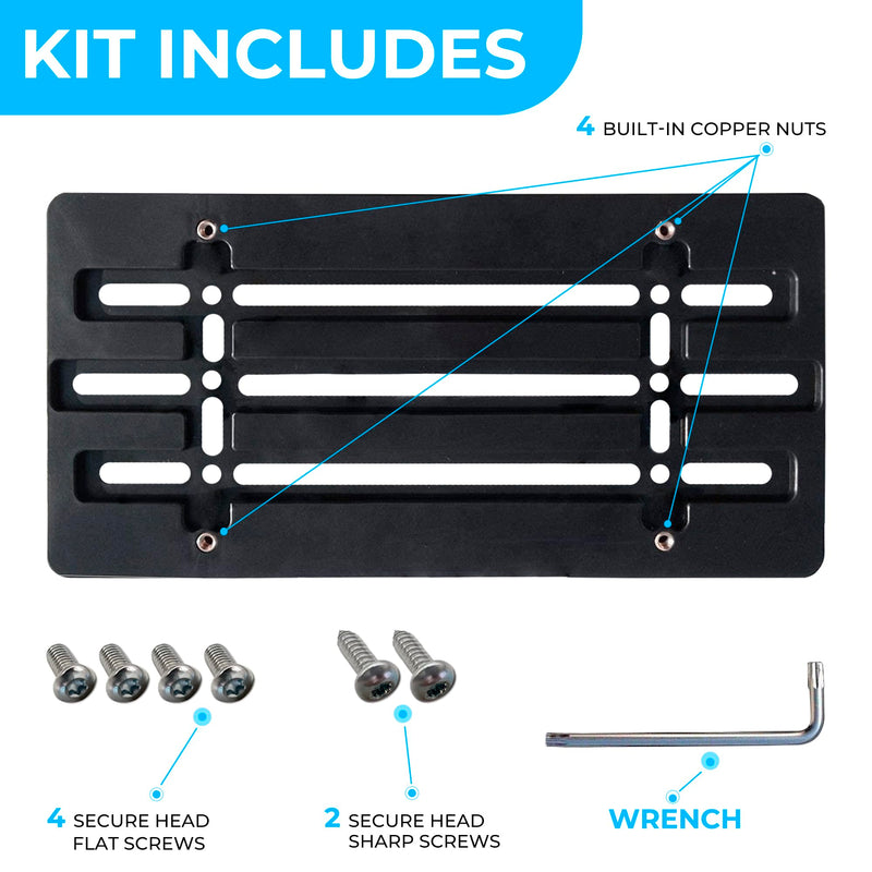 Front Bumper License Plate Bracket for Toyota Camry Camry Hybrid 2018-2025, Plate Holder Set w Unique Screw Bolts & Wrench Kit, License Tag Mounting Kit, Quality Plate Holders, Car Accessories