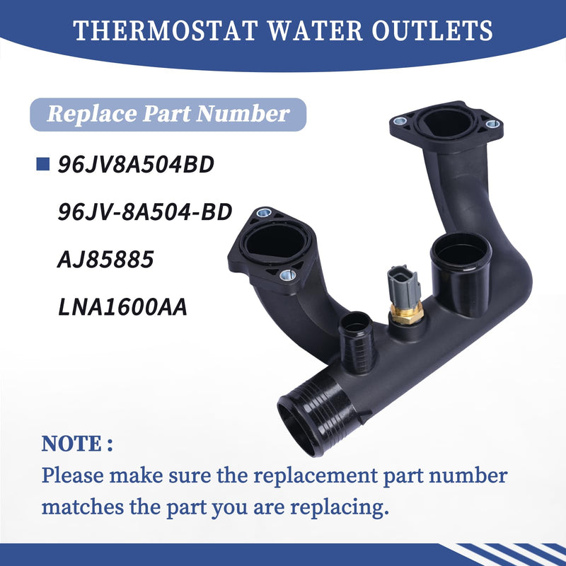 Engine Coolant Outlet Pipe With Sensor 96JV8A504BD Compatible with Jaguar XK8 XJ8 XJR Vanden Plas 1997-2002 Replace AJ85885 LNA1600AA Thermostat Cover Outlet Pipe w/Sensor