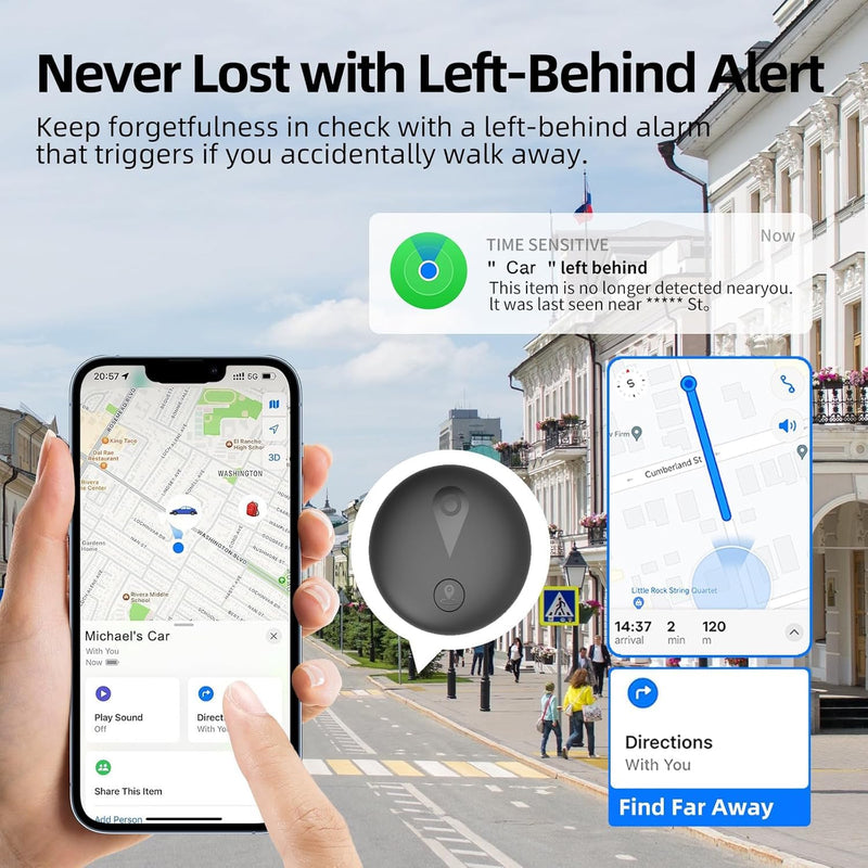 Nilone Undetectable GPS Tracker for Vehicles - Real-Time Tracking Device | No Monthly Fee/No SIM Card, Works with iOS Find My | Mini Hidden Magnetic GPS Locator, Ultra-Slim, IP68 Waterproof, Reliable Black