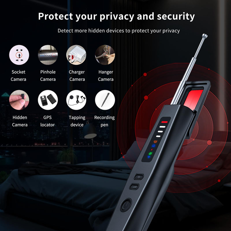 Hidden Camera Detector - 2025 Portable Camera Detector, Hidden Device GPS Detector, Bug Detector, Magnetic Field Camera Detector Privacy Protection Tool for Home, Office, Hotel and Travel Security-T09
