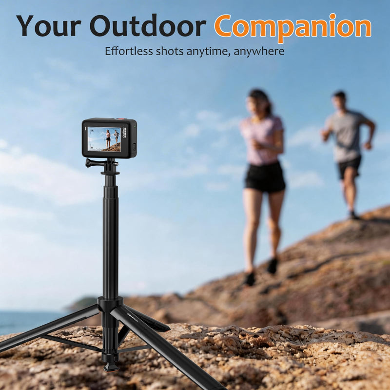 UBeesize 65” Auto-Open Invisible Selfie Stick Tripod for Insta360 X5/X4/X3 | 2-in-1 Extension Pole with GoPro Adapters, Waterproof Handle Grip for DJI Osmo 360/Pocket/Osmo Action, Luna Ultra, GoPro HERO 65“