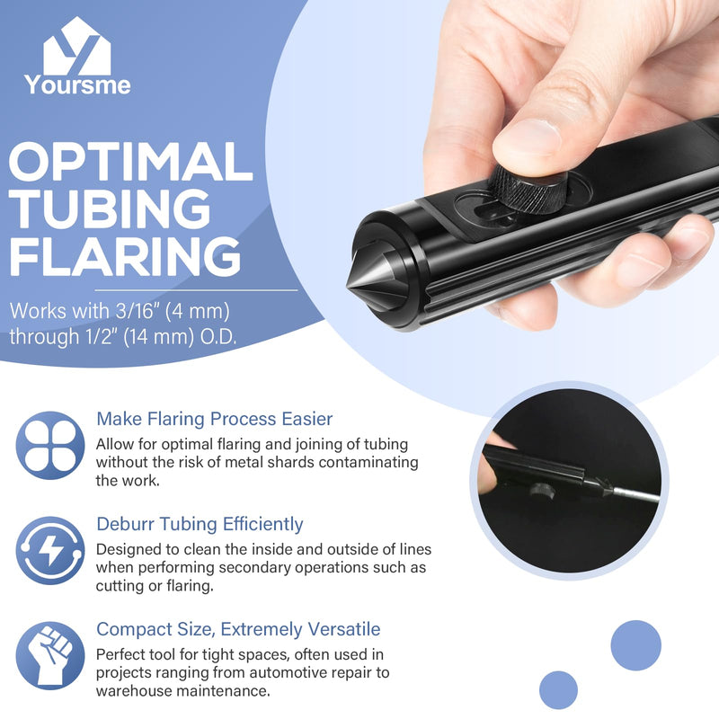Yoursme LTTR1 Rimming & Deburring Tool for 3/16" to 1/2" Tubing, Outside/Inside Tubing Deburring Tool, Brake Line Deburring Tool, Achieve Optimal Tubing Flaring, Debur Tubing Efficiently