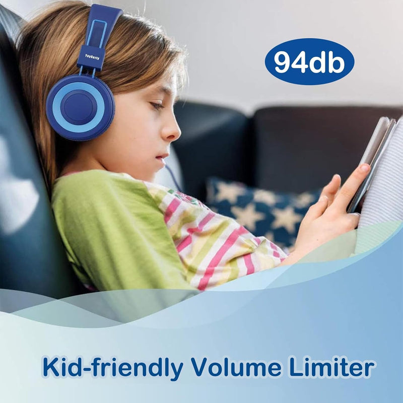 USB Type C On-Ear Kids Headphone for School, Wired Kids Headphones-Blue | 94 dB Volume Limiter USB C Wired On-Ear Headset for Kids/Toddlers/Children/Teens/Boys/Girls Blue