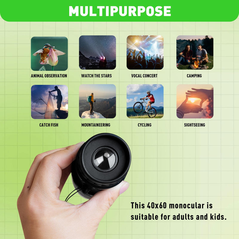  [AUSTRALIA] - Monocular Telescope, Upgrade 40 x 60 Portable Telescope, Monoculars for Adults High Powered, Suit Stargazing, Hunting, Bird Watching, Hiking Travel, Camping, Black