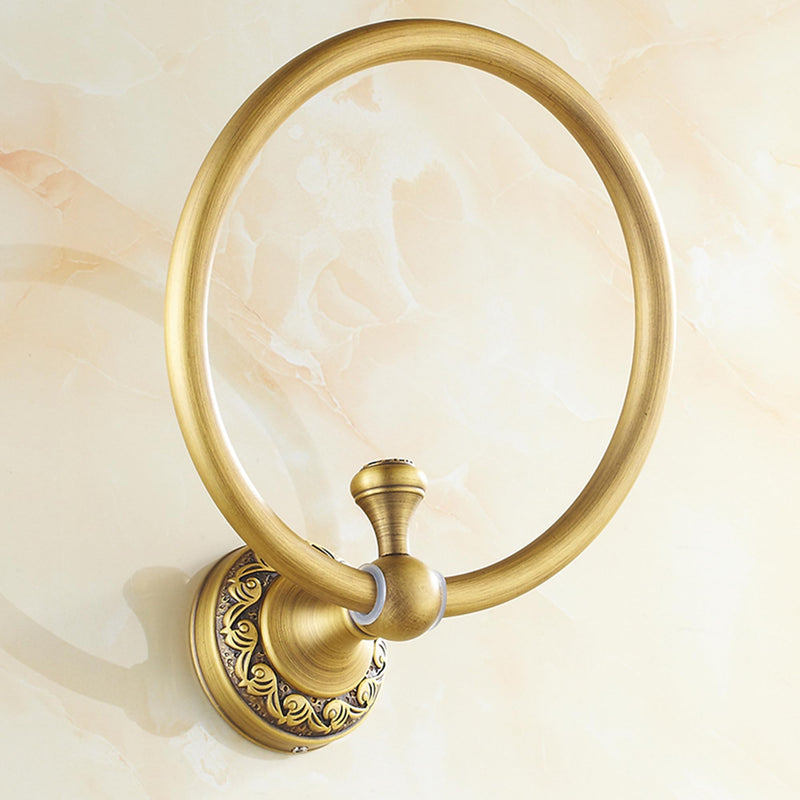 Towel Ring Antique Brass Hanger Hand Towel Holder for Bathroom Kitchen Accessories Wall Mounted,Pattern Carving Design