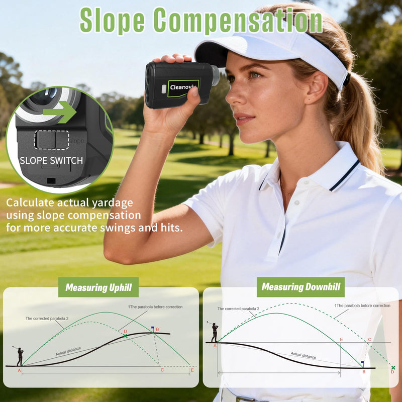 Golf Rangefinder & Hunting Range Finder with Slope Switch | 1300 Yards, 6X Magnification, Rechargeable Battery, Magnet Stripe, Flag Pole Locking Vibration, Golfing Accessories for Men
