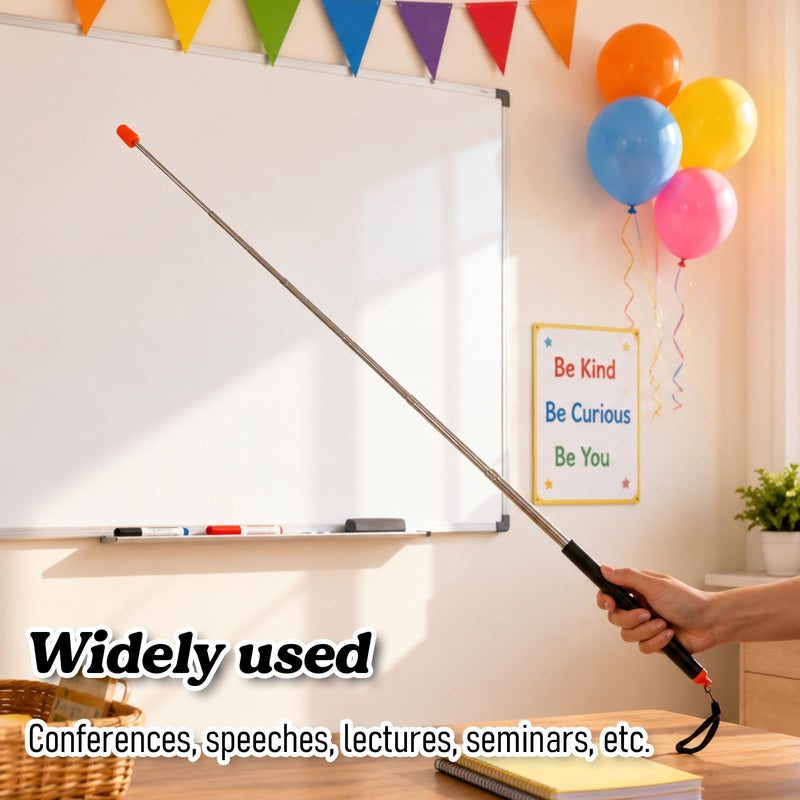 Telescopic Pointer Stick 40in Retractable Teaching Pointer Extendable Handheld Guiding Wand for Whiteboard Presentation Office Meeting Training