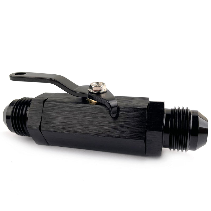 AN8 Fuel Shut Off Valve 8 AN to 8AN Male Flow Control Cut Off Valves Fitting Aluminum Anodized Black AN shut off valve