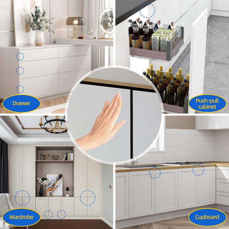 Push to Open Latches Jiayi Magnetic Push Open Catch Touch Latches for Cabinet Kitchen Drawer Closer Touch Release Open for RV Cupboard Door Damper, Large Push to Open Wardrobe Closure ((Black, 8 Pack) Black