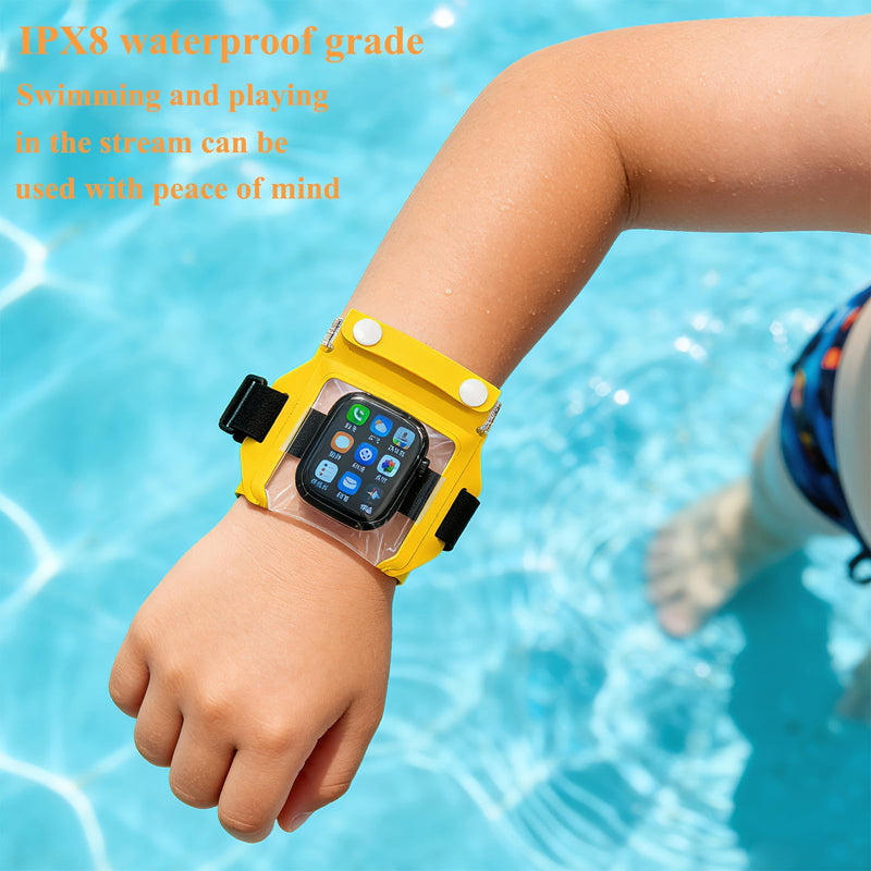 Universal Waterproof Bag for Smart Watch – Weatherproof & Adjustable Floating Touchscreen Smartwatch Case PVC Protector Sleeve for Swimming Drifting Water Festival & Outdoor Work Activities (Black) Black