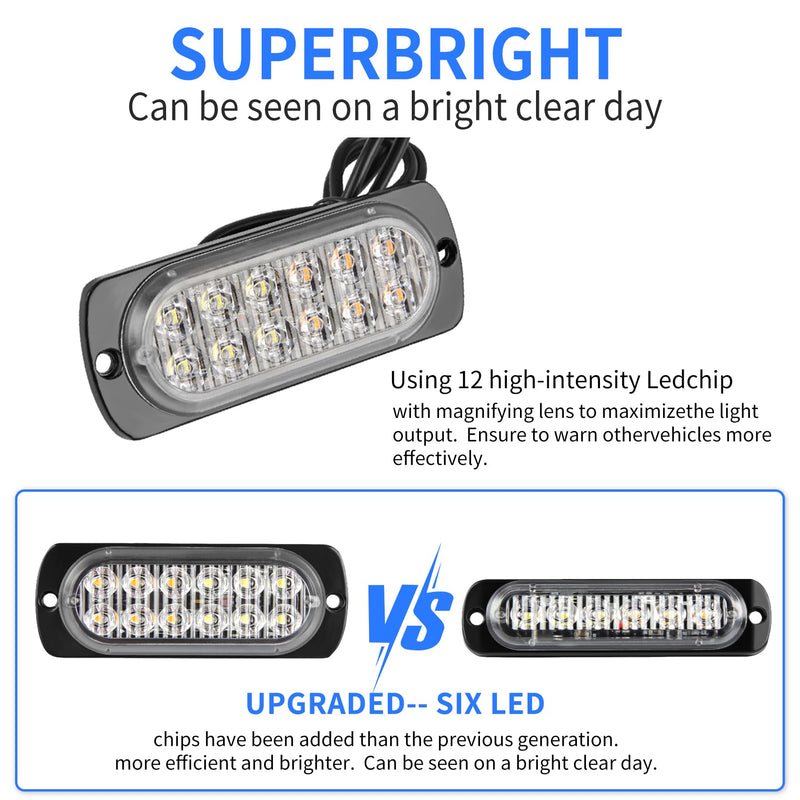 8pcs 12LED Surface Mount Flashing Strobe Lights for Truck Car Vehicle LED Lights (12LED/8PCS) 12LED/8PCS