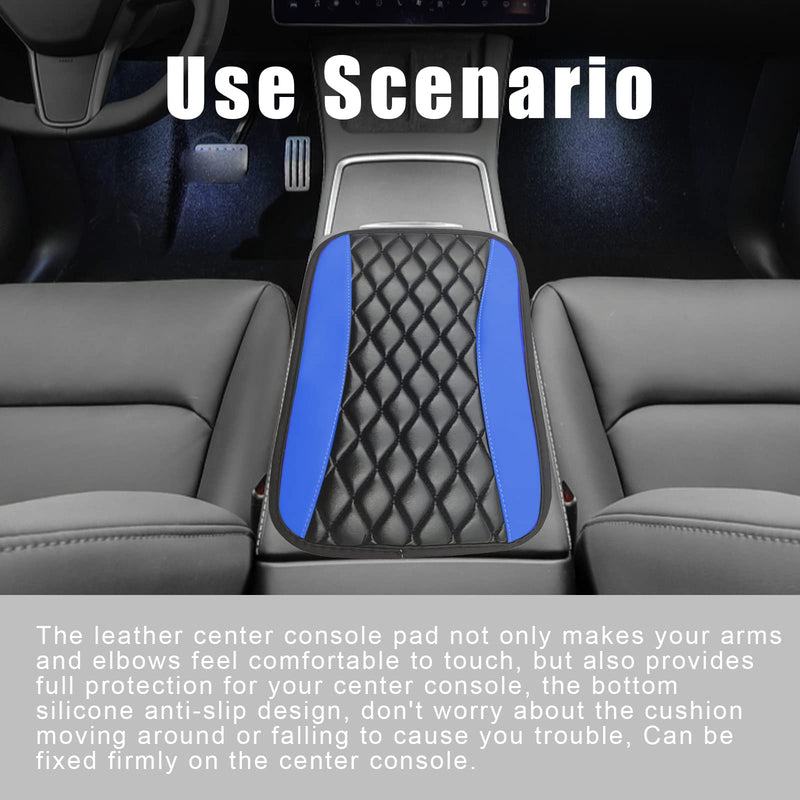 Car Center Console Cover, Universal Leather Waterproof Armrest Seat Box Cover Protector, Comfortable Car Decor Accessories Fit for Most Cars, Vehicles, SUVs -Blue blue