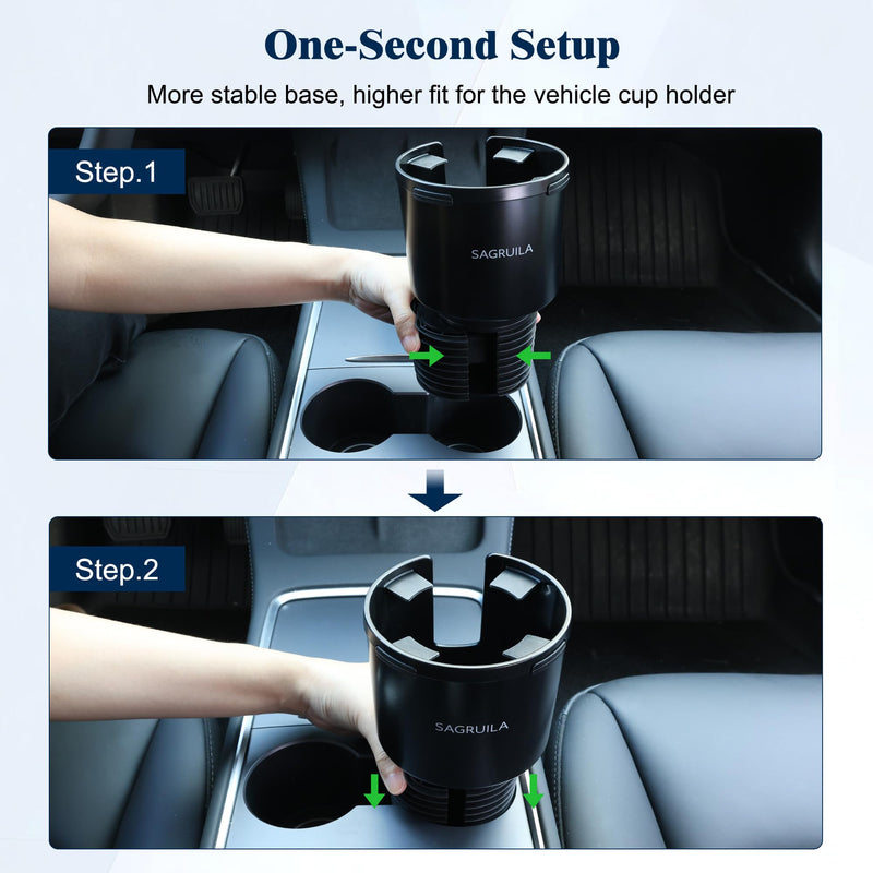 Car Cup Holder Expander, Cup Holder Expander for Car with Stretchable Rubber Base, Large Cup Holder Adapter Compatible with Yeti, Hydro Flask, Nalgene, Stanley, Owala, Bottles in 2.8”-4.13”, 1 Pack