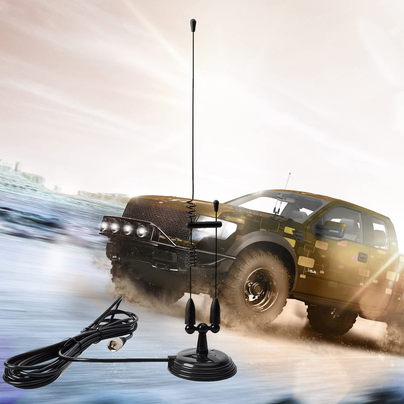 HYS Amateur Dual-Band VHF & UHF Magnet Base Antenna for 2m/70cm Motorola Mobile Ham Radios & Repeaters with 3.5inchs Magnetic Mount, W/13ft RG58 Cable PL-259 UHF Male Mag Mount (Black) Black
