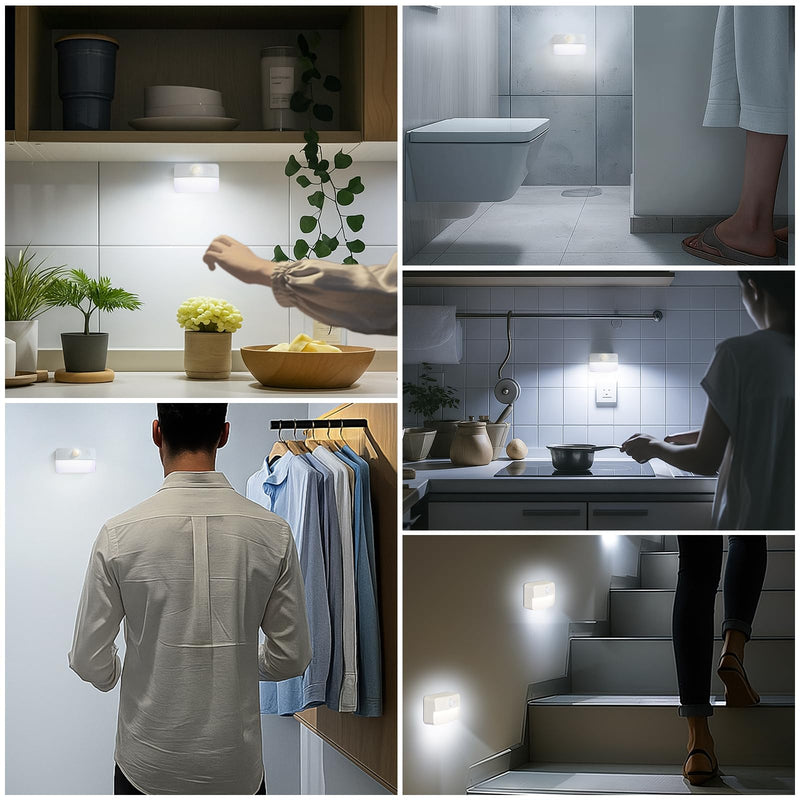 16 Pack Motion Sensor Stair Lights for Indoor, Wireless RGB Battery Operated Night Light, Led Stick On Hallway Closet Under Cabinet Stairway Automatic Lamp for Bedroom Kitchen Bathroom RGB, Battery Operated 16 Pack