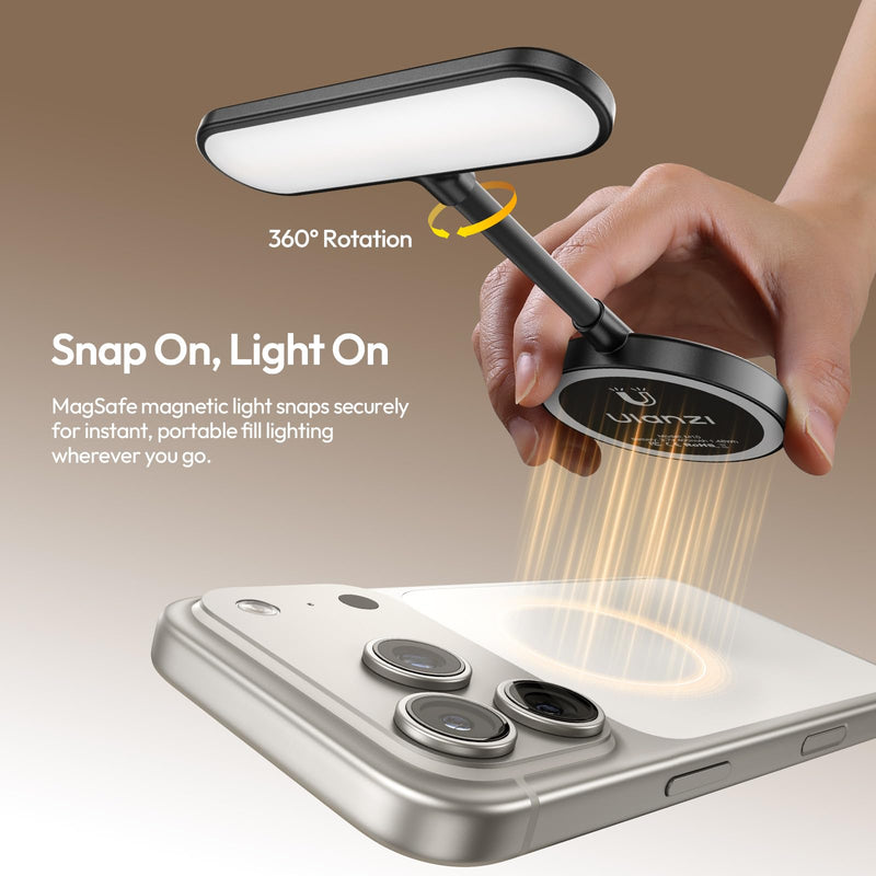 ULANZI M10 Magnetic Selfie Light, Gooseneck LED Phone Reading Light | with MagSafe, 5 Color Temps & Brightness Levels Flexible Fill Light for iPhone iPad Kindle E-Reader, Laptop, Video Conference