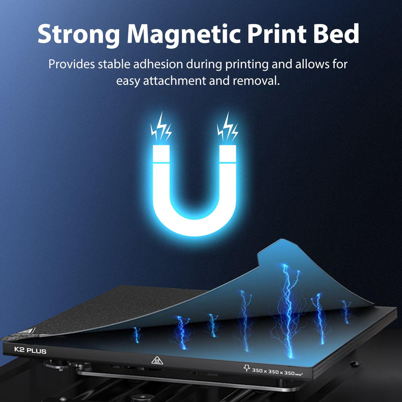 Creality K2 Plus Build Plate Epoxy Resin Coating 370x370mm Spring Steel Magnetic K2 Plus Smooth Build Plate EP Bed Plate for Creality K2 Plus K2 Plus EP Plate