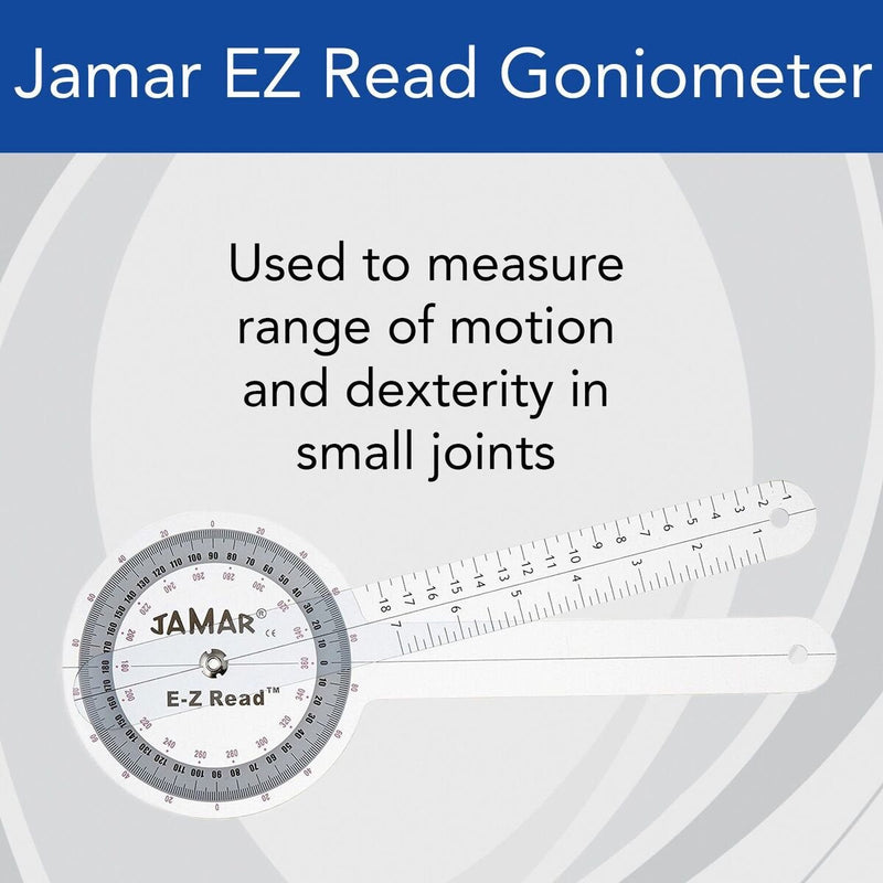 Jamar EZ Read 12.5" (32cm) Goniometer, Easy to Read Manual Range of Motion Measure Tool, Accurate Angle Measuring Device, Transparent Protractor Instrument, Inch & Centimeter Linear Measurement 12-1/2" (32cm)