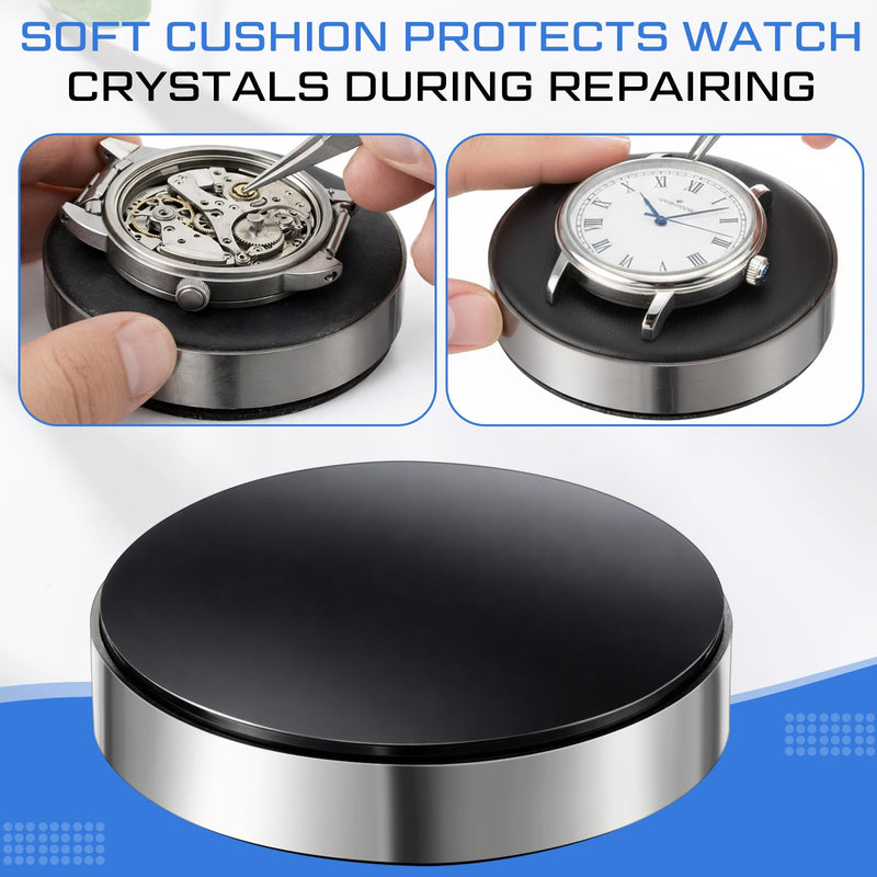 Skylety 6 Pcs Watch Cleaning Set with Watch Cleaning Putty, Movement Dust Cover, Dust Blaster, Cushion, Case Open Ball, Repair Mat, Wheel Pivot Repair Tool for Watchmaker Maintenance Accessory