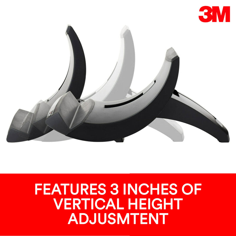 3M Laptop Stand, Raise Screen Height to Reduce Neck Strain, Vertical Design Allows You to Bring Screen Closer, Compact Foot Print Saves Desk Space, Non-Skid Base Keeps Laptop Secure, Black (LX550) 8.8" x 7.8" x 6.4"