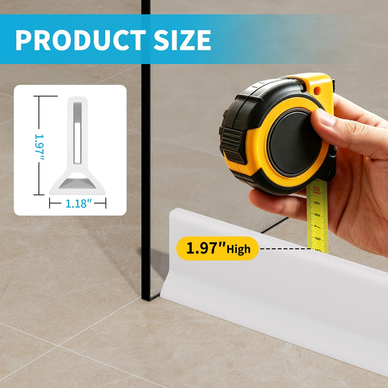 39" Collapsible Shower Threshold Water Dam Shower Water Stopper Barrier Keeps Water Inside Threshold Dry and Wet Separation Suitable for Bathroom Kitchen Sink Bathtub and More 39 Inch White