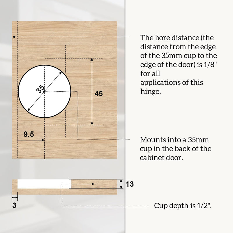 Replacement for Blum 110 Cabinet Hinges, Hinge Back Model 30.310-11.02, Blum 110 Degrees Screw On Compact 33 Hinge for Cabinet Doors, Without Mounting Plate and Screws (8 Pack)